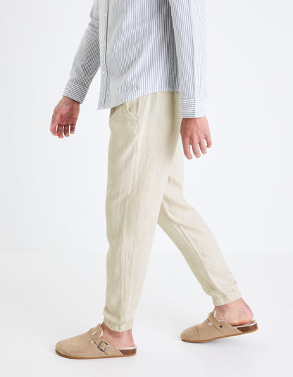 Beige Slim Fit Trousers