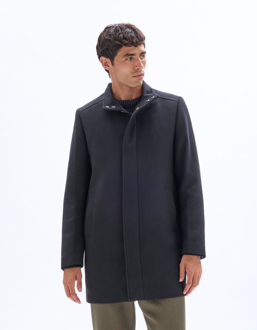 Regular Fit Poly-Cotton Solid High Neck Jackets