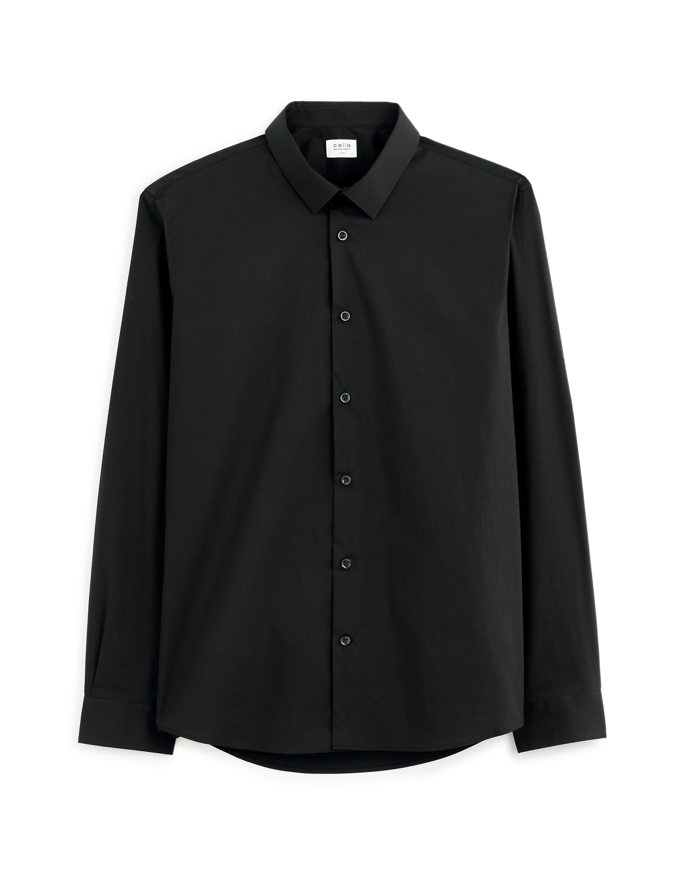 Celio Men Black Solid Slim Fit Cotton Shirts