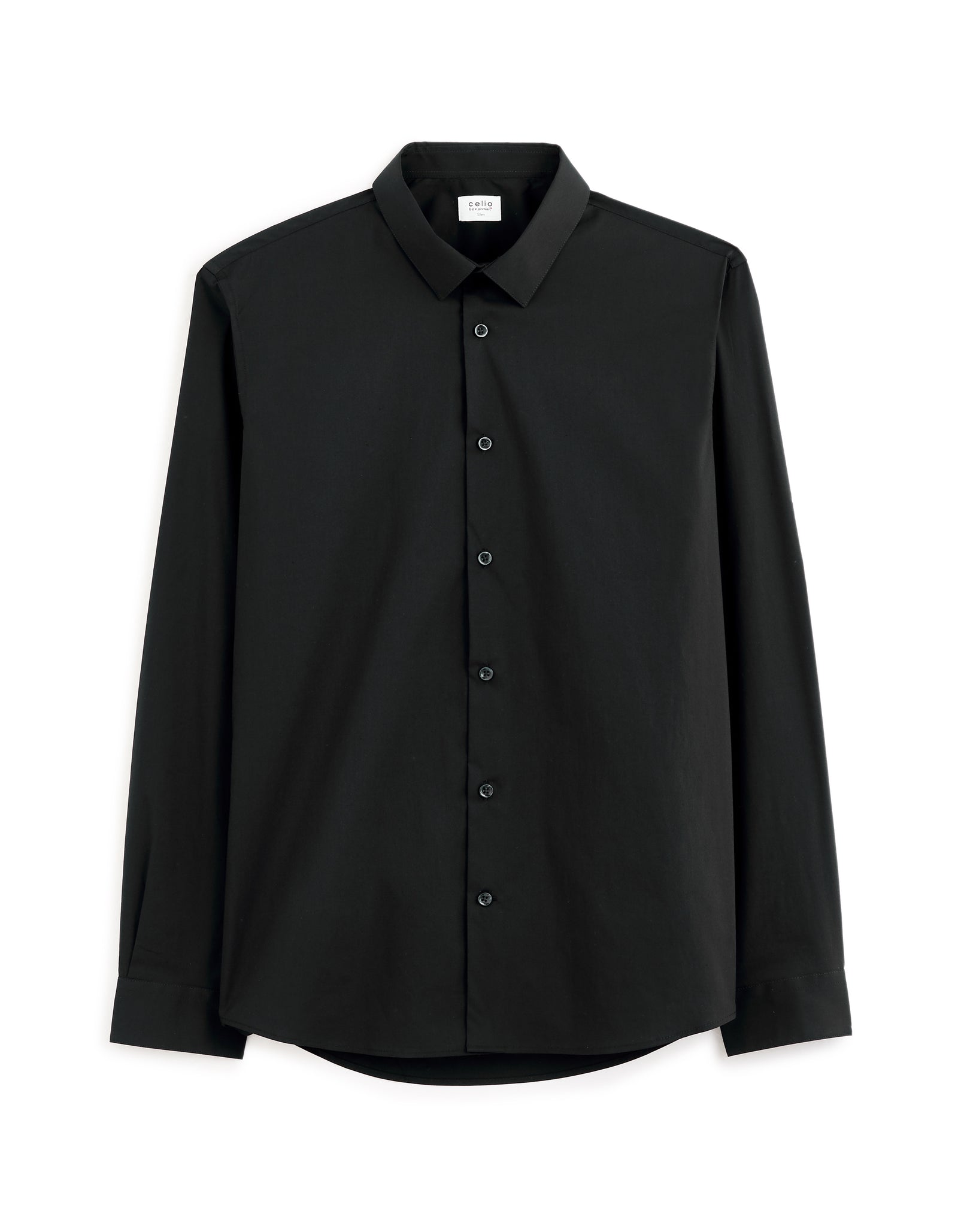 Celio Men Black Solid Slim Fit Cotton Shirts
