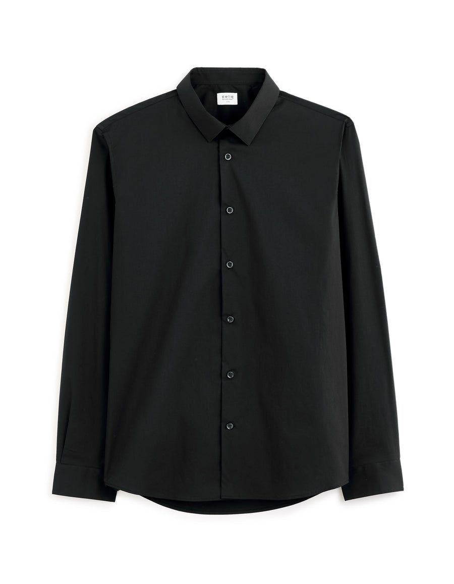 Celio Men Black Solid Slim Fit Cotton Shirts
