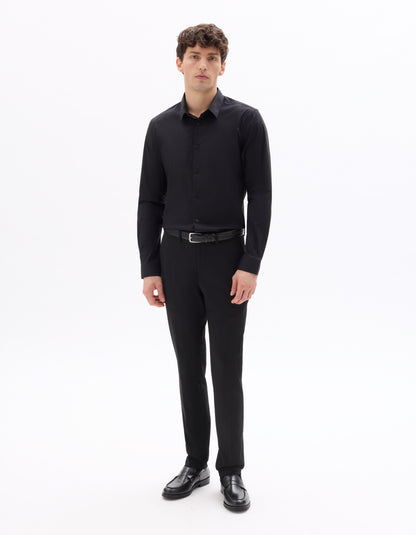 Celio Men Black Solid Slim Fit Cotton Shirts
