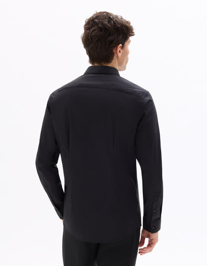 Celio Men Black Solid Slim Fit Cotton Shirts