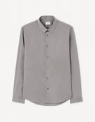 Slim Fit Cotton Blend Spread Collar Shirt - Grey