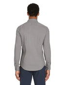 Slim Fit Cotton Blend Spread Collar Shirt - Grey
