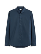Slim Fit Poly-Cotton Regular Collar Shirts - Navy Blue