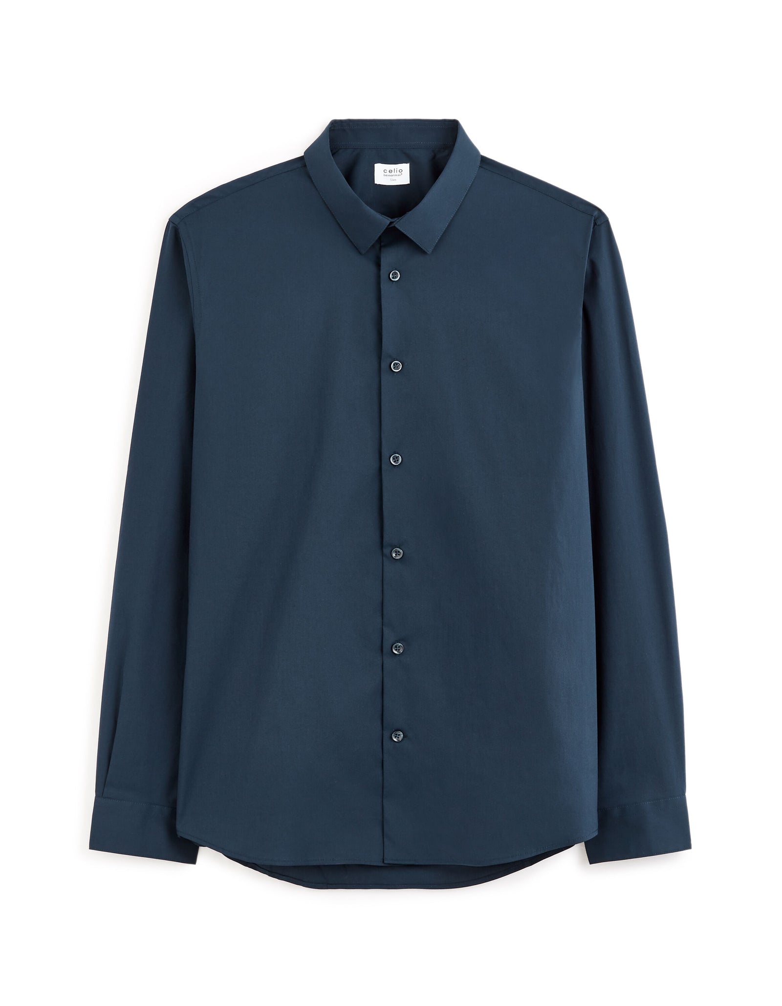 Slim Fit Poly-Cotton Regular Collar Shirts - Navy Blue