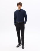 Slim Fit Poly-Cotton Regular Collar Shirts - Navy Blue