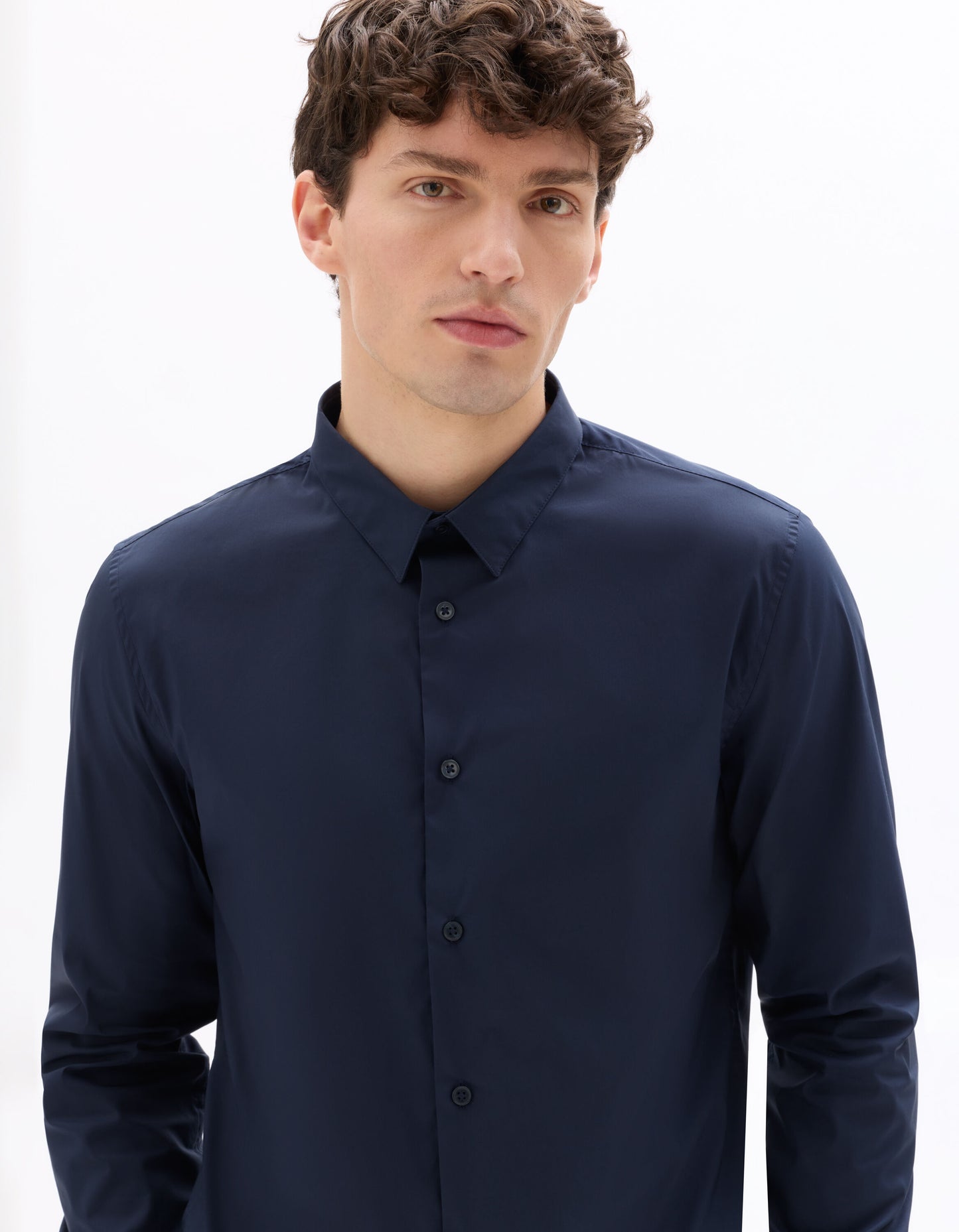 Slim Fit Poly-Cotton Regular Collar Shirts - Navy Blue