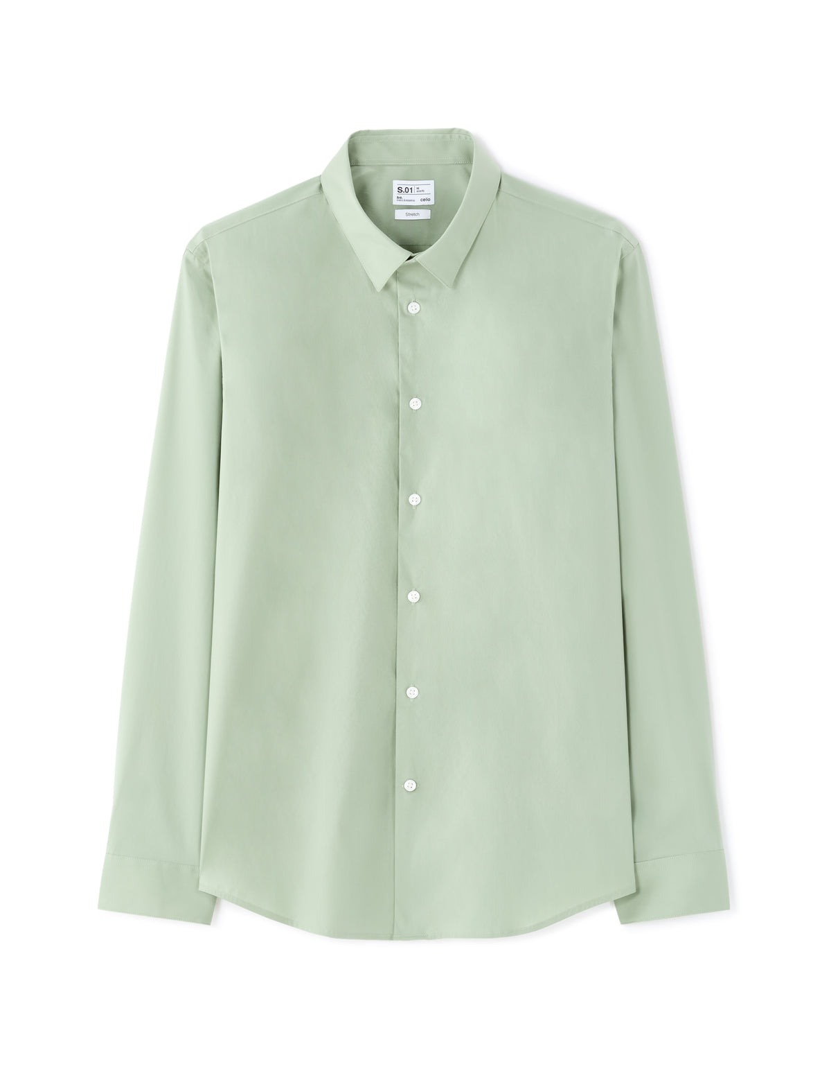 Slim Fit Polyamide Spread Collar Shirt - Sage Green
