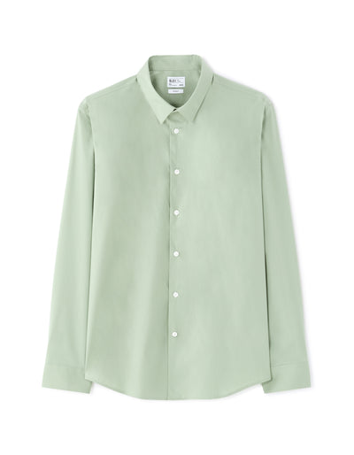 Slim Fit Polyamide Spread Collar Shirt - Sage Green