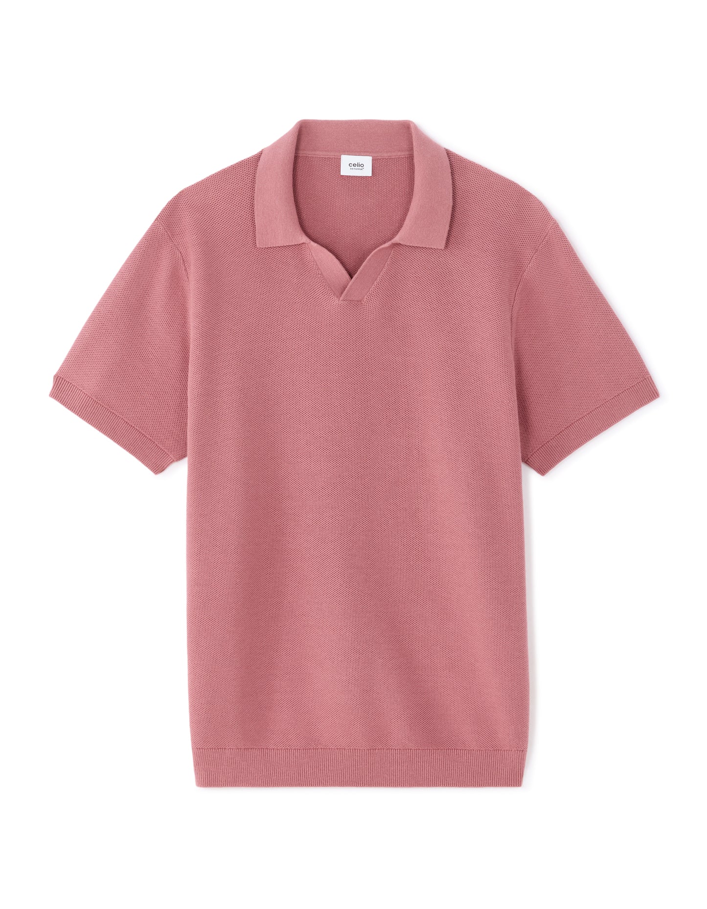 Celio Textured Cotton Pink T-Shirt