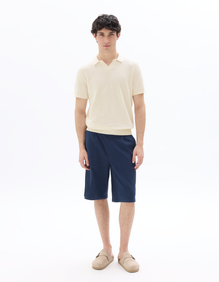 Celio* Men Solid Regular Fit-100% Cotton Polo T-Shirt-Cream