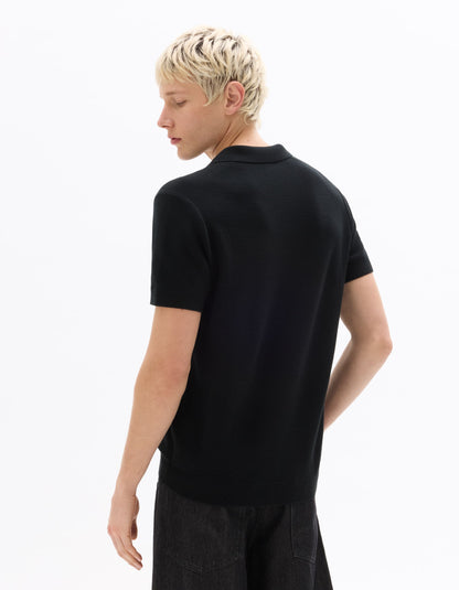 Celio Textured Regular Fit Cotton Black Tshirts