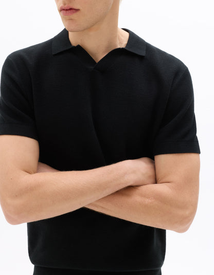 Celio Textured Regular Fit Cotton Black Tshirts