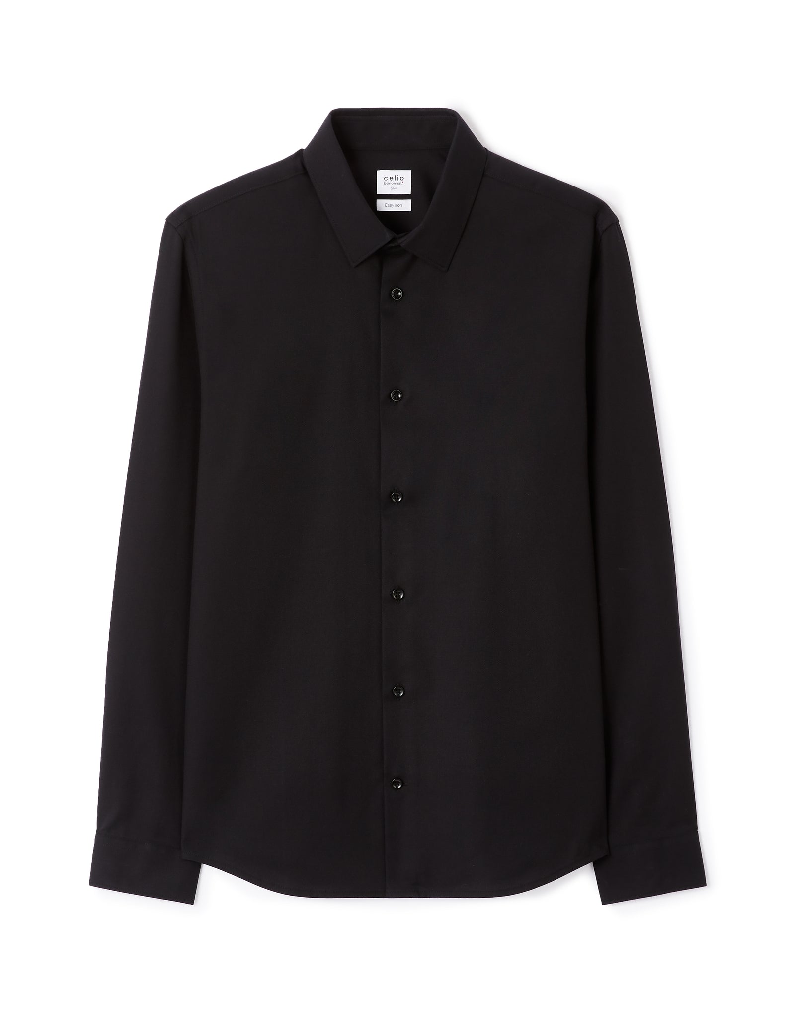 Celio Mens Black Solid Slim Fit Cotton Shirts
