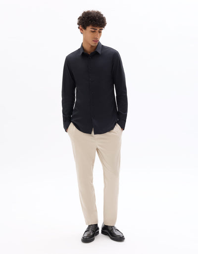 Celio Mens Black Solid Slim Fit Cotton Shirts