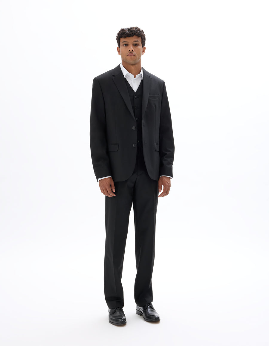 Celio Solid  Poly-Blend Black Coat
