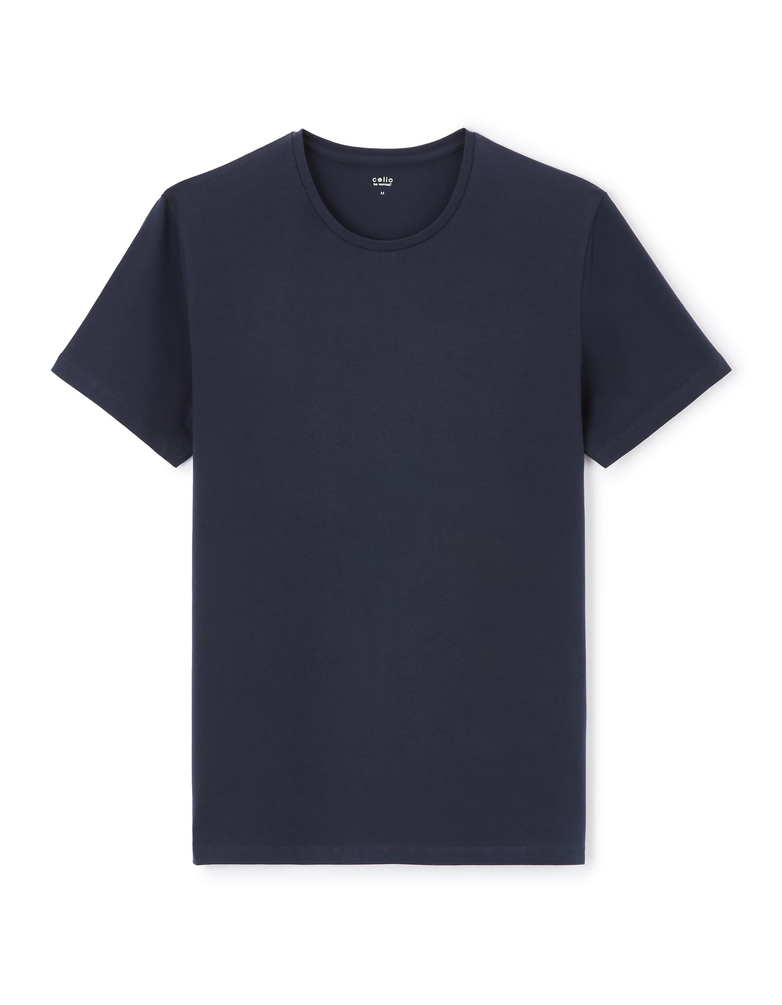 Celio Solid  Cotton Navy Blue T-Shirt
