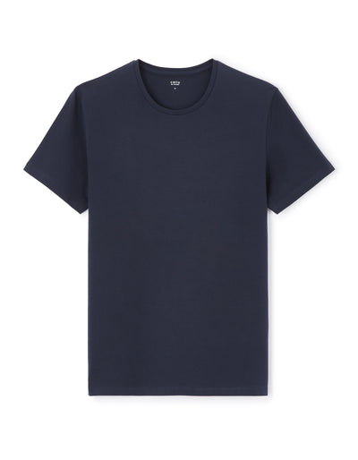 Celio Solid  Cotton Navy Blue T-Shirt