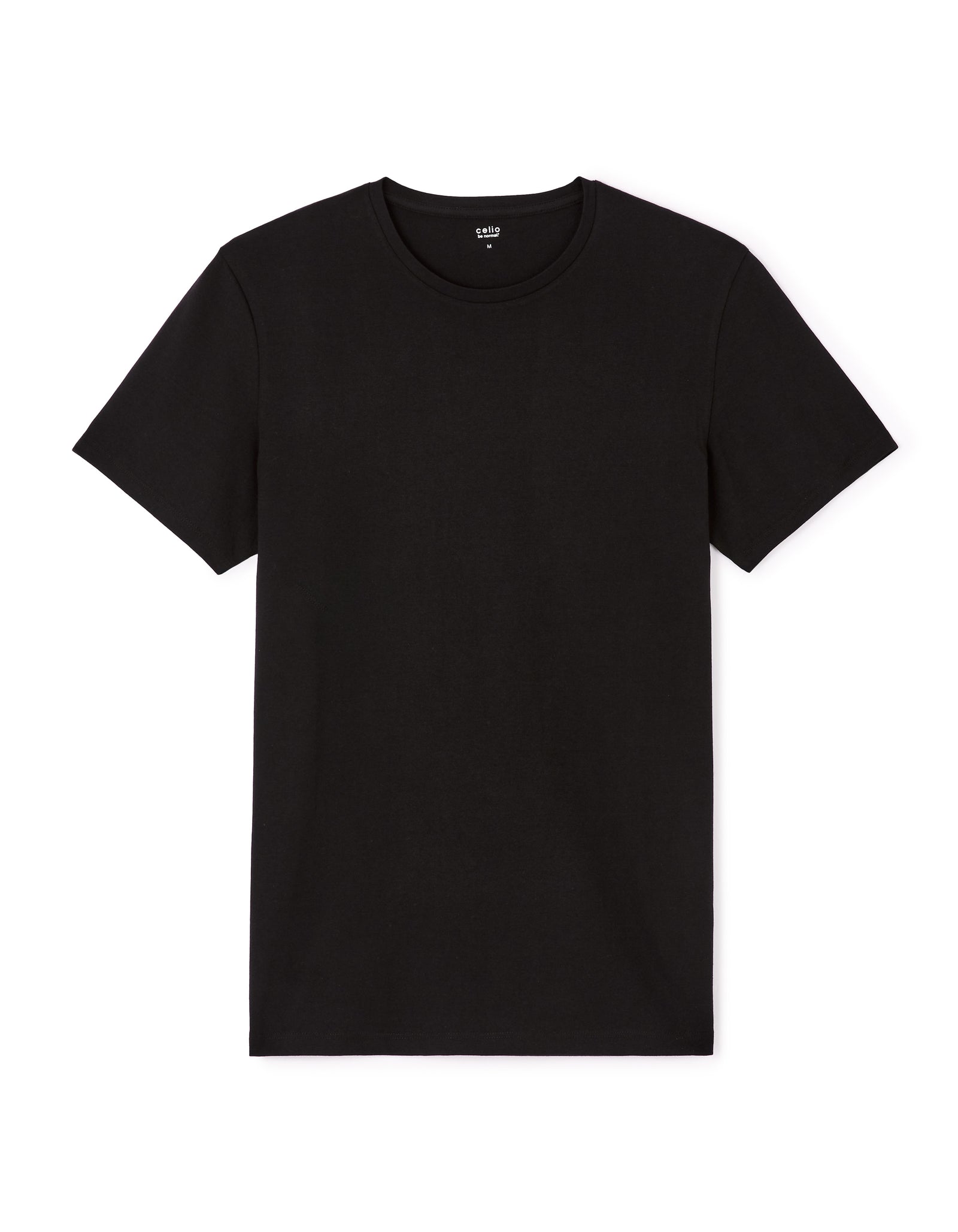 Celio* Black Solid Cotton Regular Fit Men T-Shirt
