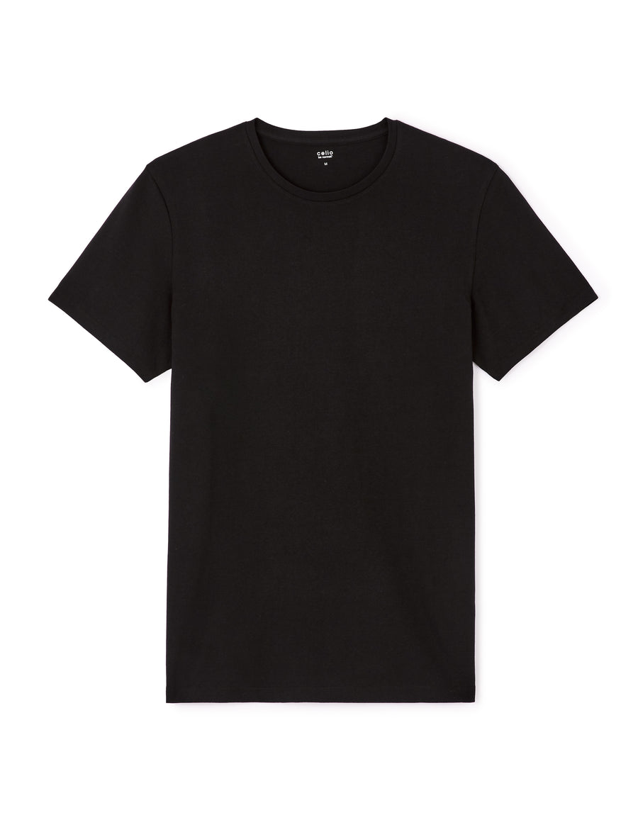 Celio* Black Solid Cotton Regular Fit Men T-Shirt