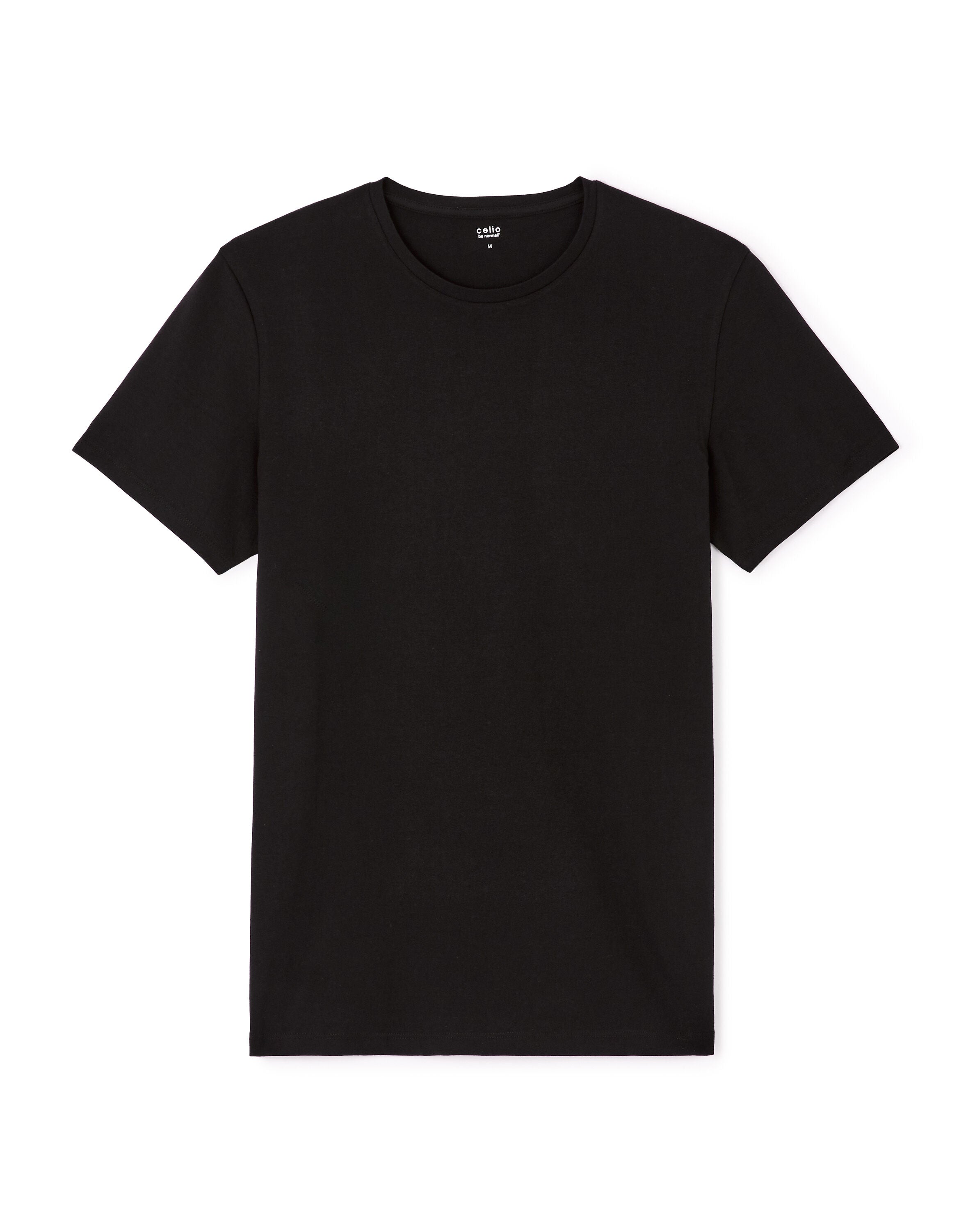 Slim Fit Stretch Cotton Crew Neck T-Shirt - Black