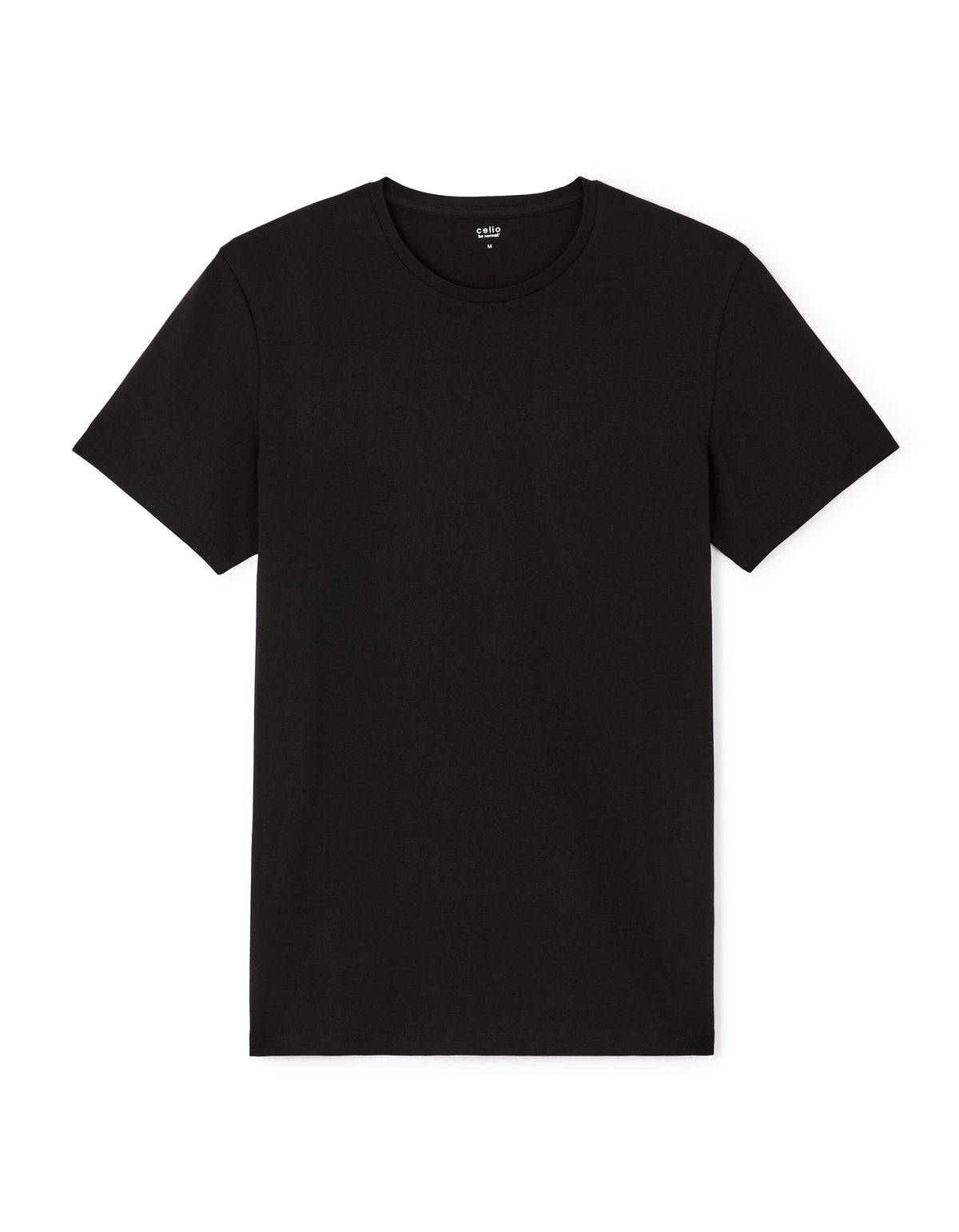 Slim Fit Stretch Cotton Crew Neck T-Shirt - Black