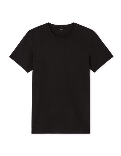 Slim Fit Stretch Cotton Crew Neck T-Shirt - Black