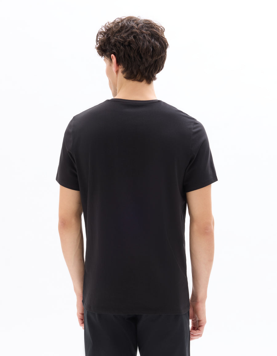 Celio* Black Solid Cotton Regular Fit Men T-Shirt
