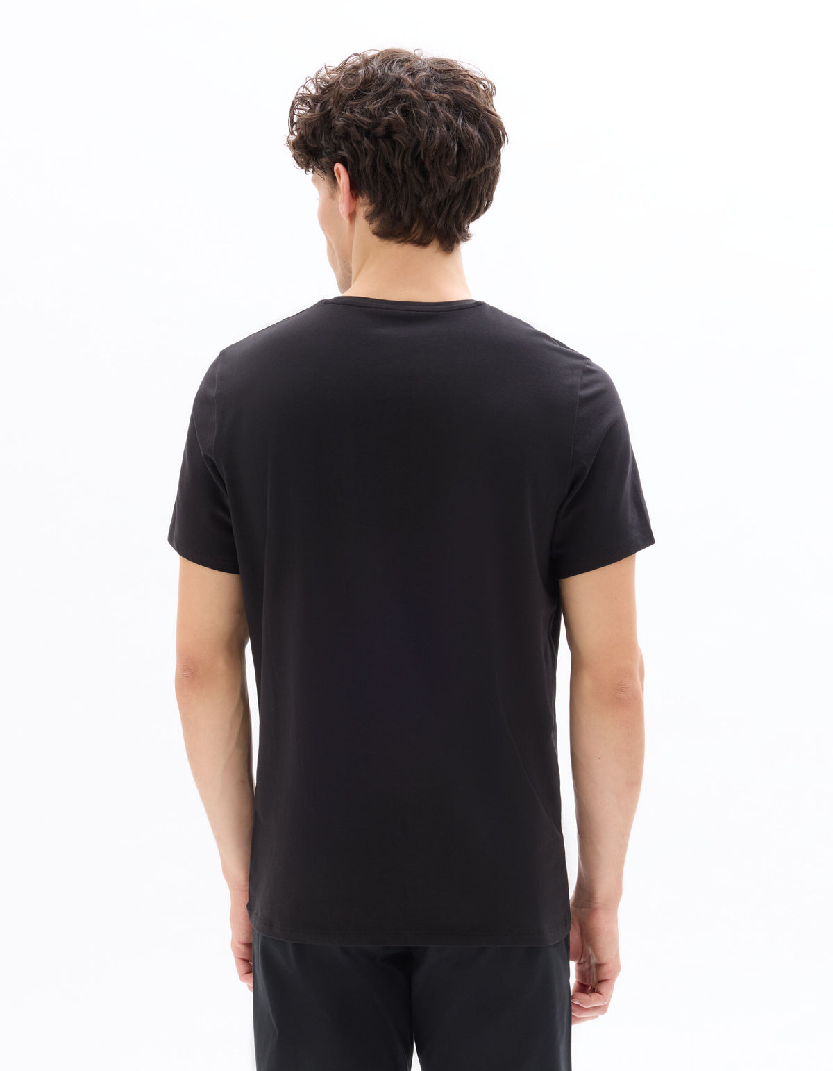 Slim Fit Stretch Cotton Crew Neck T-Shirt - Black