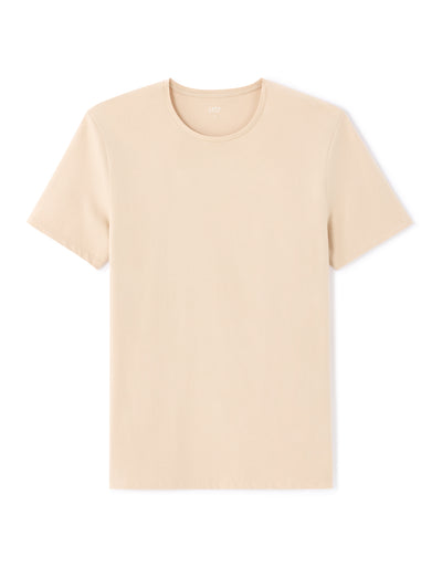 Celio Solid Slim Fit Cotton Blend Beige Tshirts