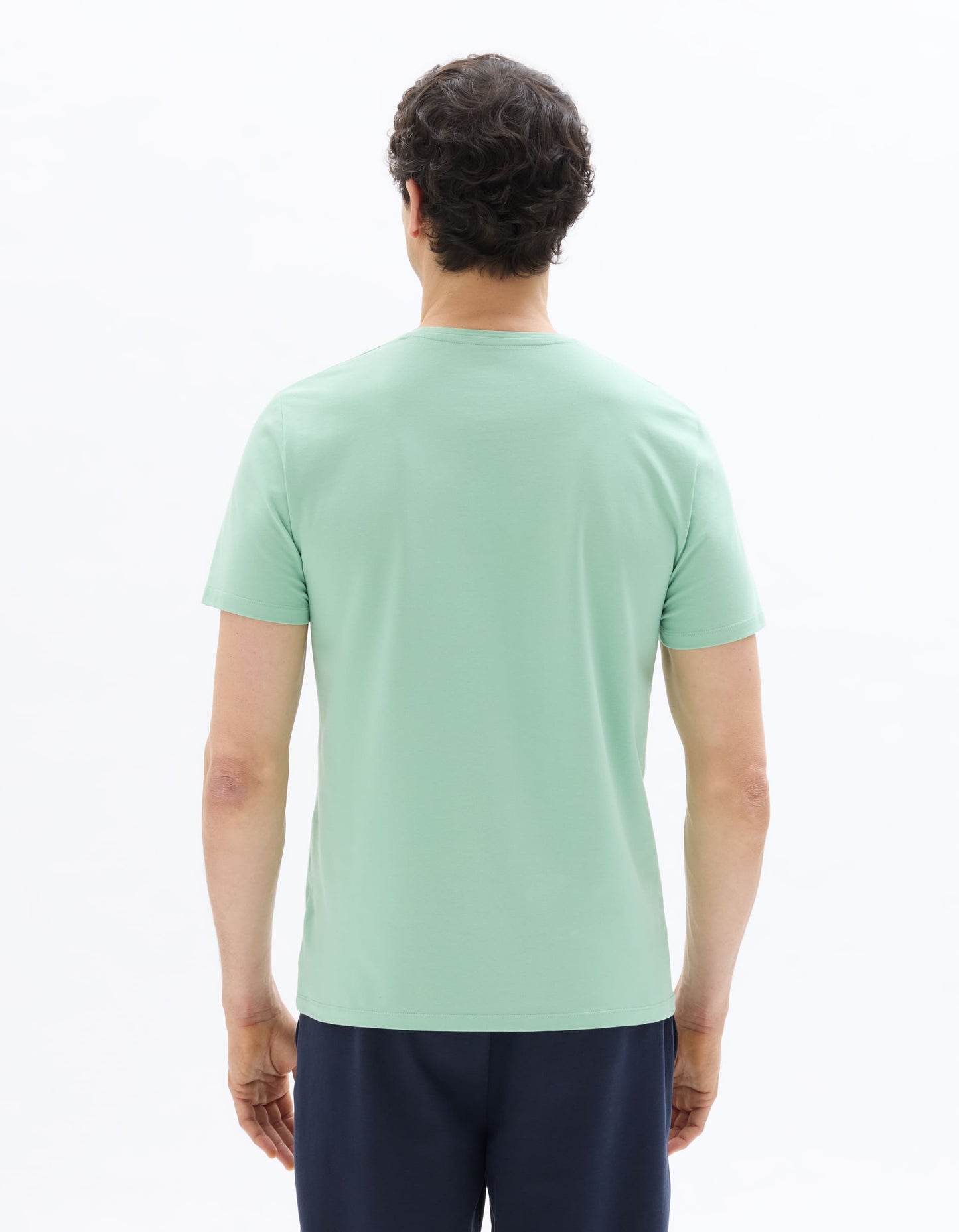 Celio Solid Slim Fit Cotton Blend Green Tshirts