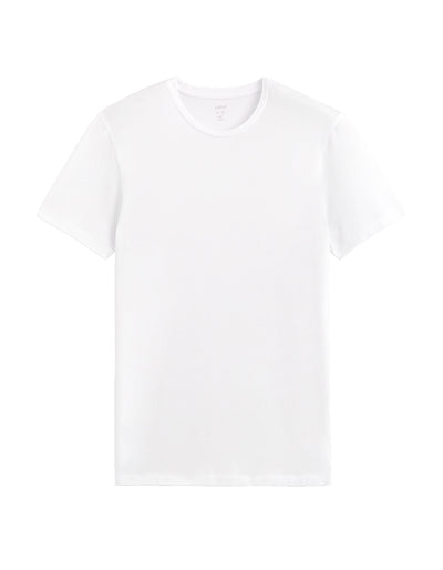 Slim Fit Stretch Cotton Crew Neck T-Shirt - White