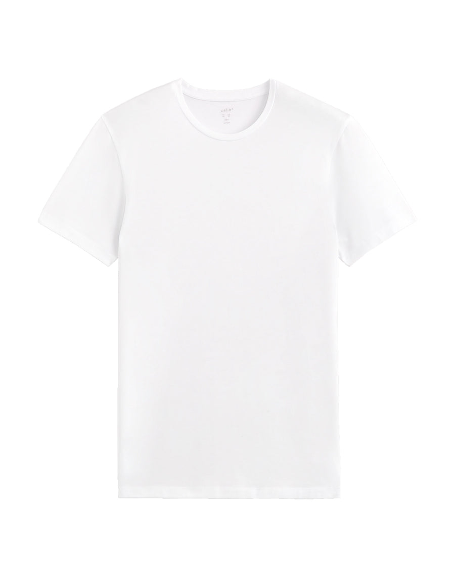 Slim Fit Stretch Cotton Crew Neck T-Shirt - White
