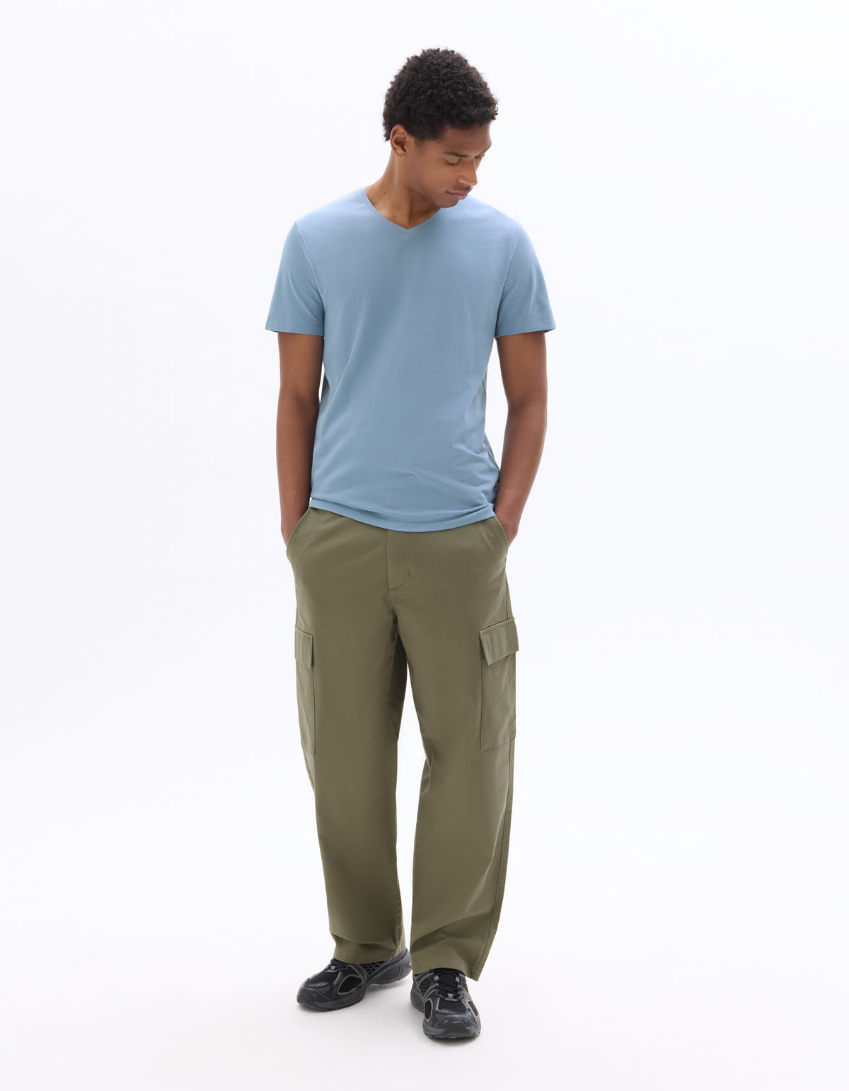 Slim Fit 100% Cotton Solid V Neck T-Shirts