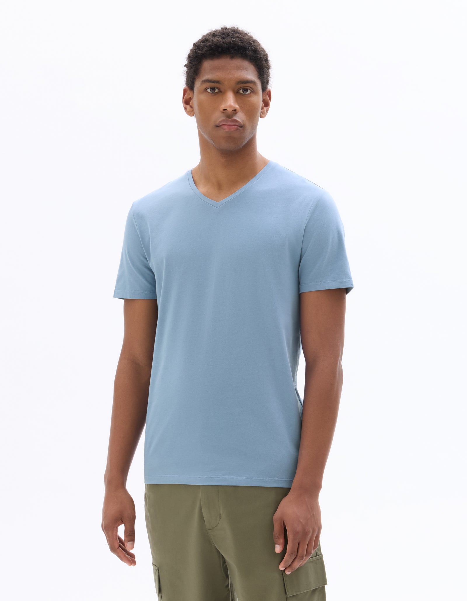 Slim Fit 100% Cotton Solid V Neck T-Shirts