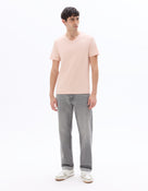 Slim Fit Cotton Blend V Neck T-Shirt - Pink