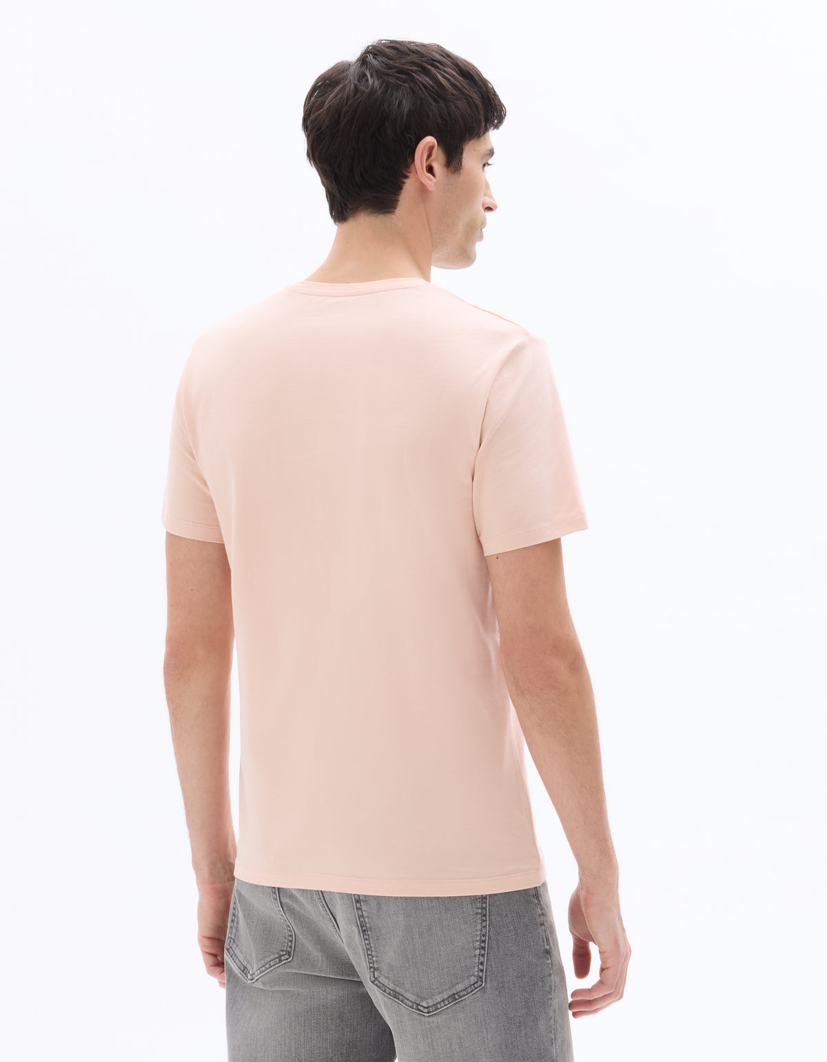 Slim Fit Cotton Blend V Neck T-Shirt - Pink