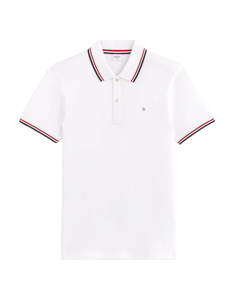 Regular Fit Cotton Stretch Polo Collar T-Shirts - White