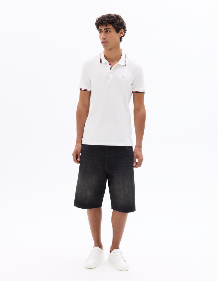 Regular Fit Cotton Stretch Polo Collar T-Shirts - White