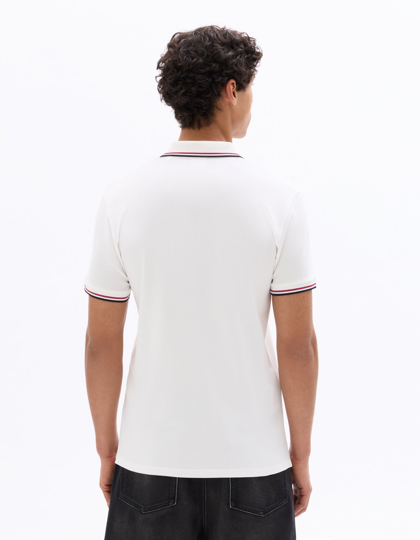 Regular Fit Cotton Stretch Polo Collar T-Shirts - White