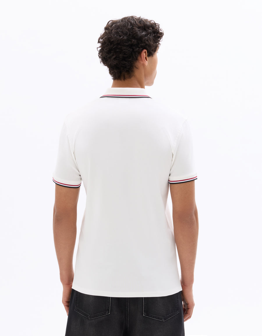 Regular Fit Cotton Stretch Polo Collar T-Shirts - White
