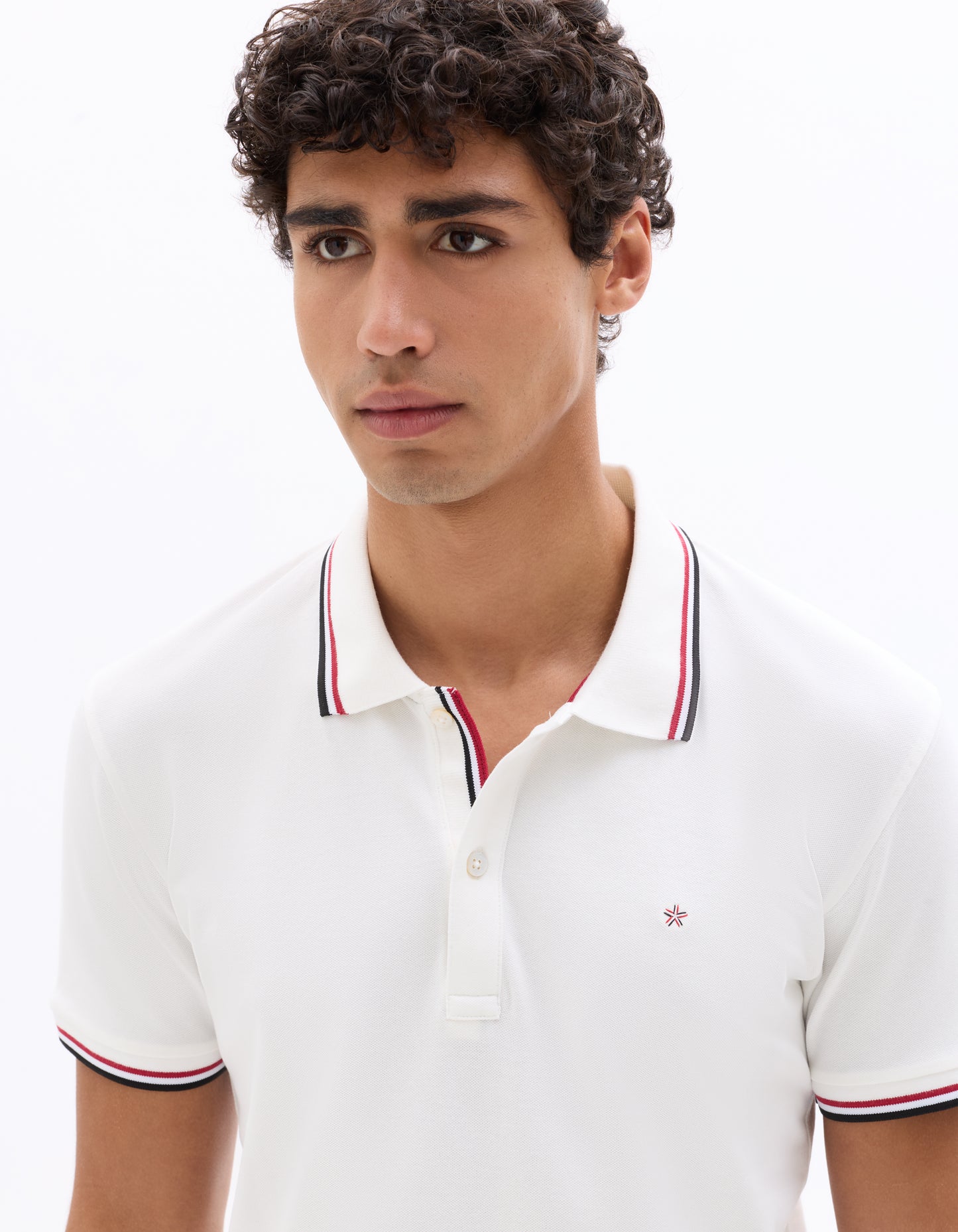Regular Fit Cotton Stretch Polo Collar T-Shirts - White