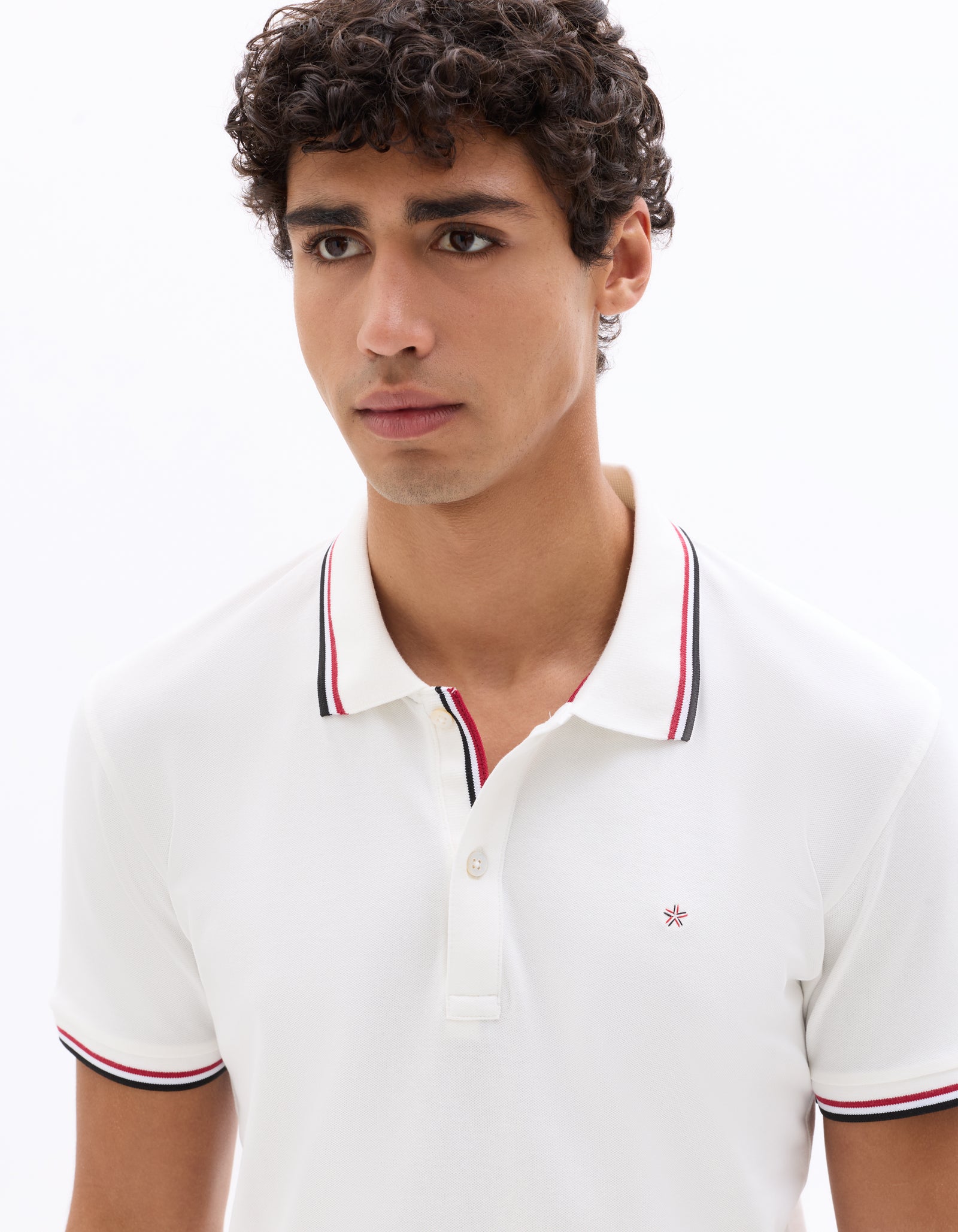 Regular Fit Cotton Stretch Polo Collar T-Shirts - White