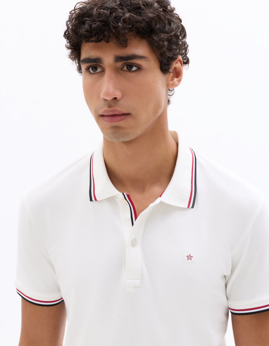 Regular Fit Cotton Stretch Polo Collar T-Shirts - White