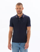 Celio* Solid Regular Fit Cotton Polo T-Shirt-Navy Blue