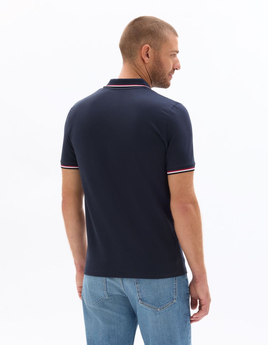 Celio* Solid Regular Fit Cotton Polo T-Shirt-Navy Blue