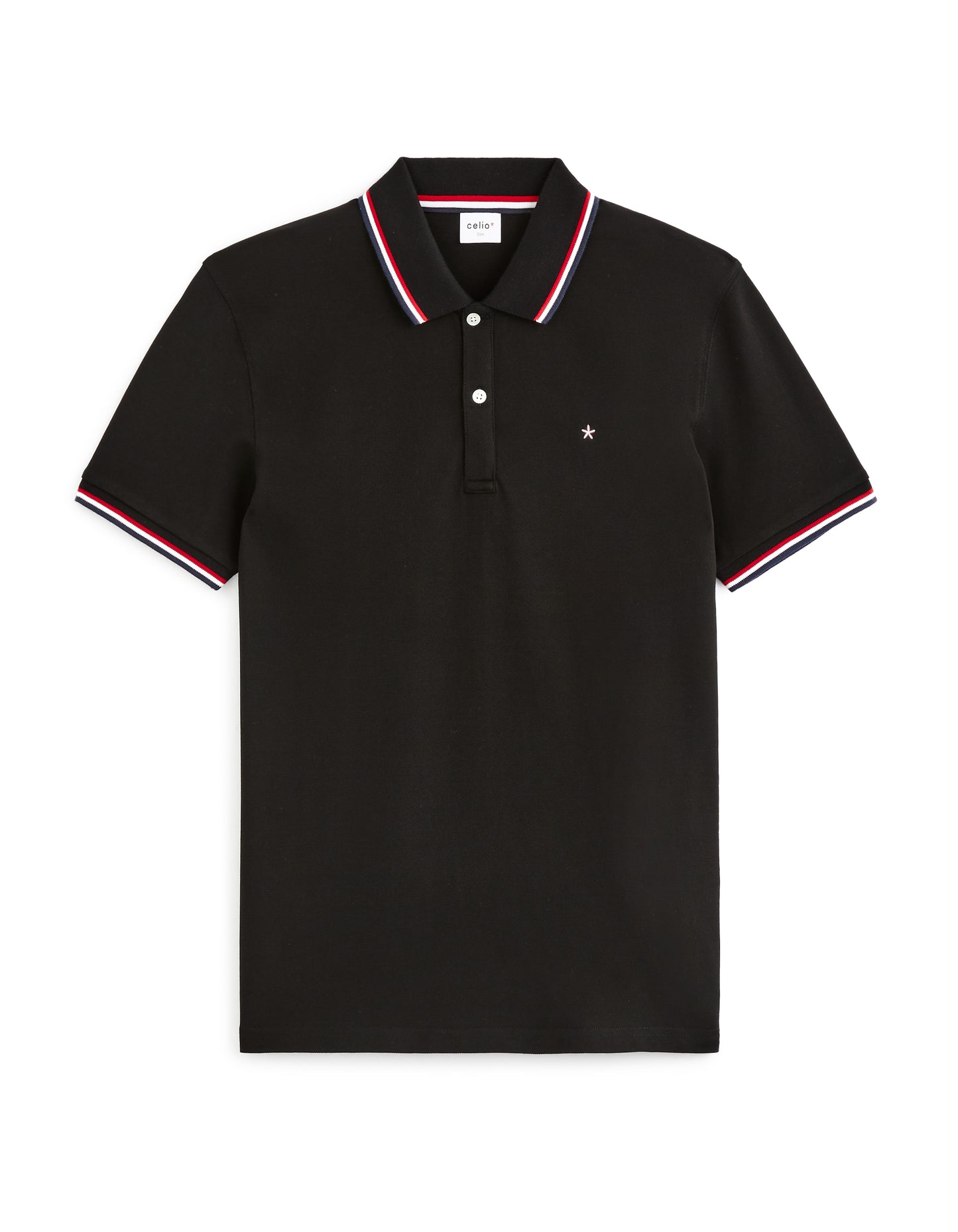 Regular Fit Cotton Stretch Polo Collar T-Shirts - Black