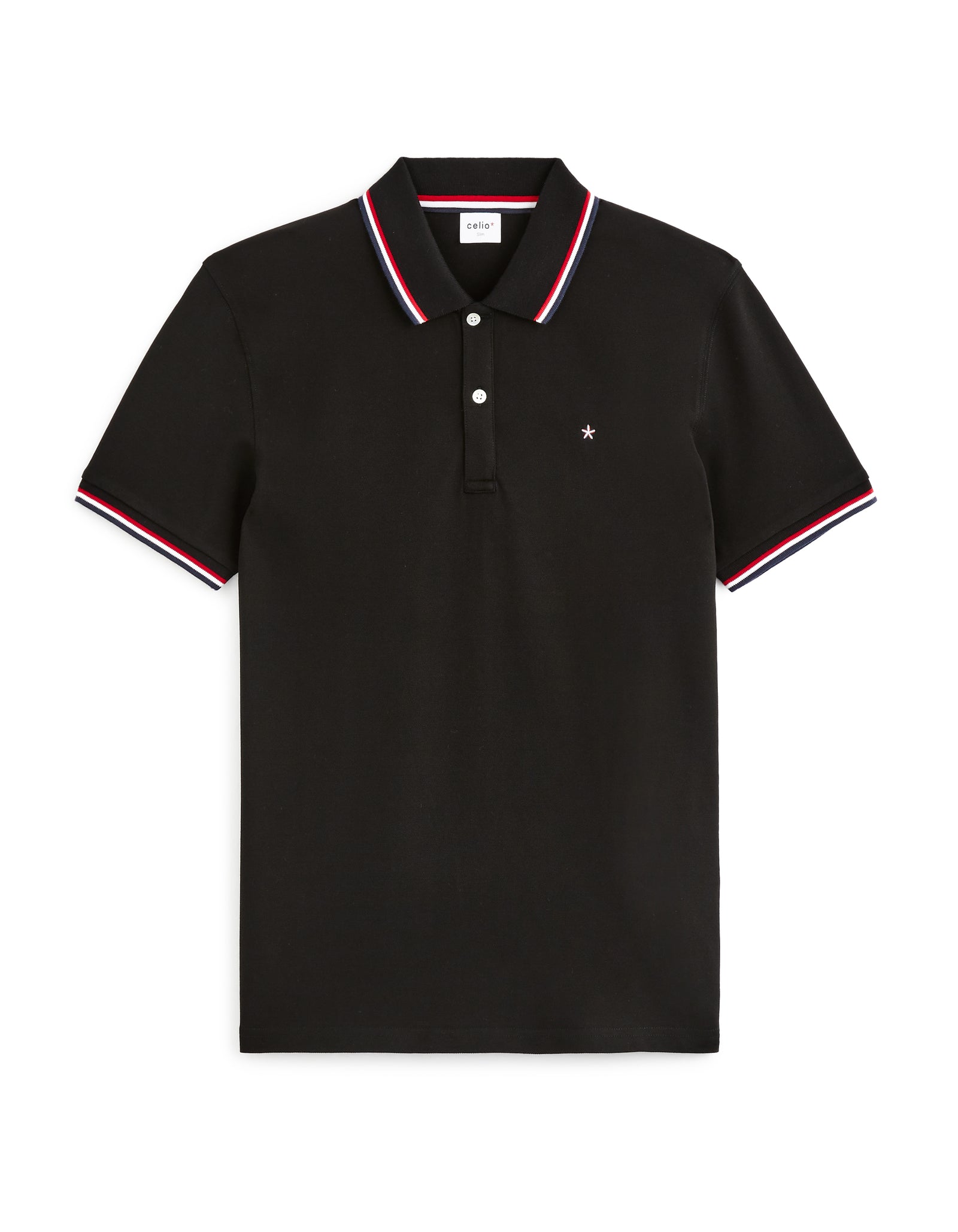 Regular Fit Cotton Stretch Polo Collar T-Shirts - Black
